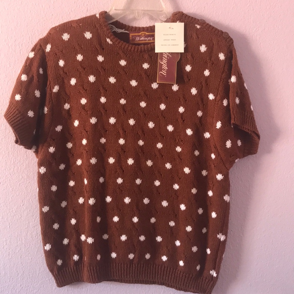 Worthington Crewneck Sweater with White Dot Pattern